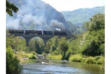 Wohnmobilstellplatz: der Ardèche-Zug auf dem Banchet-Viadukt - Camping Le Viaduc