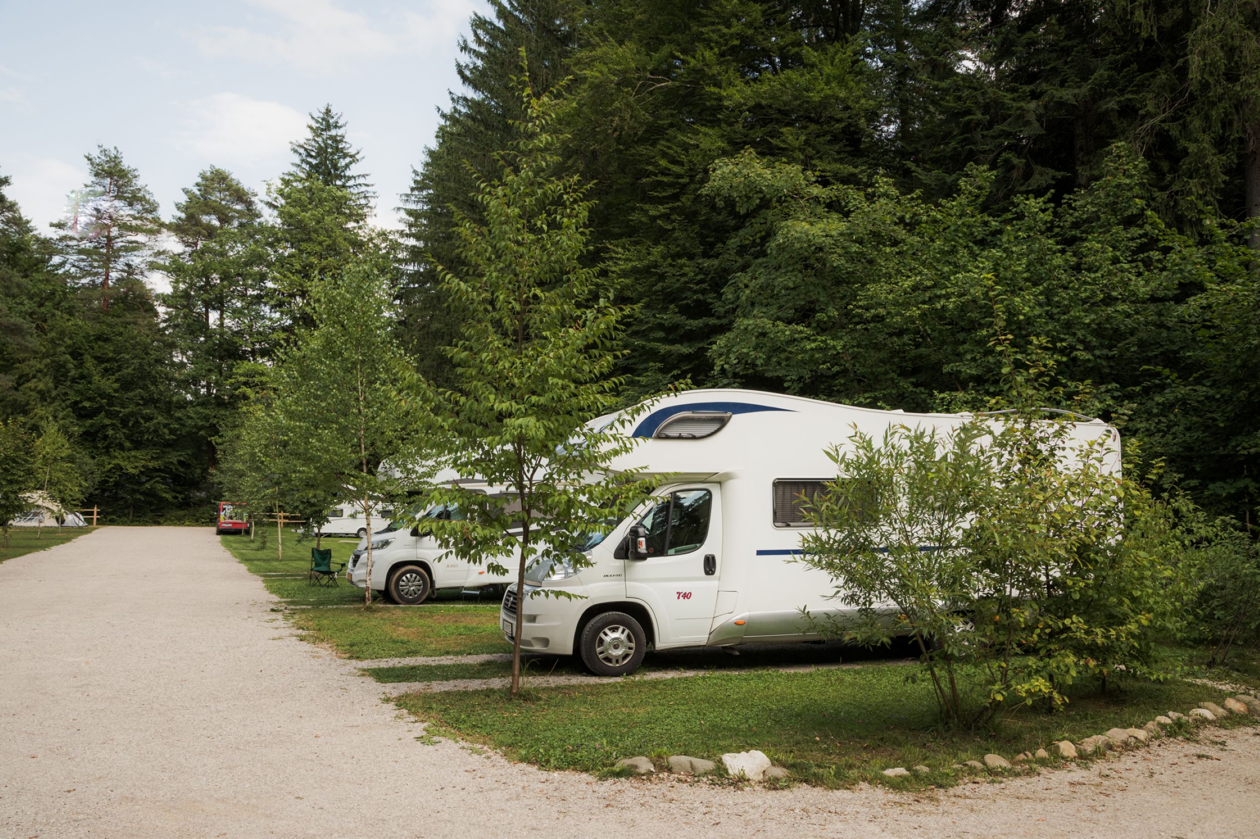 Wohnmobilstellplatz: Area for bigger campers, caravans, roof top tents - Forest Camping Mozirje