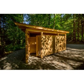 Wohnmobilstellplatz: Part of our toilete and eco shower areas with alway hot water available. - Forest Camping Mozirje