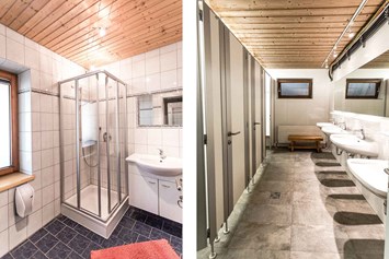 Wohnmobilstellplatz: Duschmöglichkeit im Camping Biberhof (Privatbad auf Anfrage) - Stellplatz am Camping Biberhof