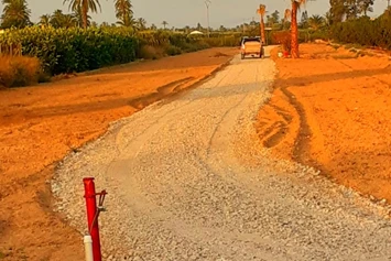 Wohnmobilstellplatz: Einfahrt von der Straße  Grundstück 4000 m2 - Campo am Mittelmeer  bei SANTA POLA 