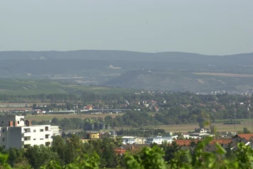 Wohnmobilstellplatz: Blick vom Stellplatz in das Rheintal, mit Niederwalddenkmal - Stellplatz am Weingut Desoi