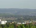 Wohnmobilstellplatz: Blick vom Stellplatz in das Rheintal, mit Niederwalddenkmal - Stellplatz am Weingut Desoi