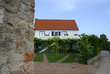 Wohnmobilstellplatz: Stellplatz in ruhiger Seitenstraße vor dem Gästehaus - Stellplatz am Weingut Gustavshof