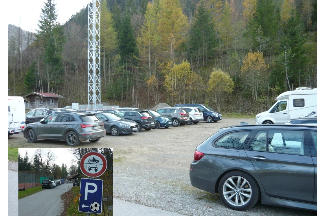 Wohnmobilstellplatz: von Fußballbesuchern zugeparkt - Wohnmobilstellplatz Bayrischzell