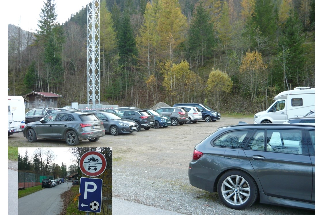Wohnmobilstellplatz: von Fußballbesuchern zugeparkt - Wohnmobilstellplatz Bayrischzell