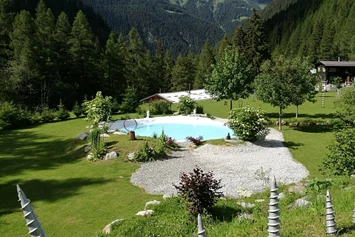 Wohnmobilstellplatz: Aussicht von oben mit Schwimmbad - Highlander´s Ferienlodge