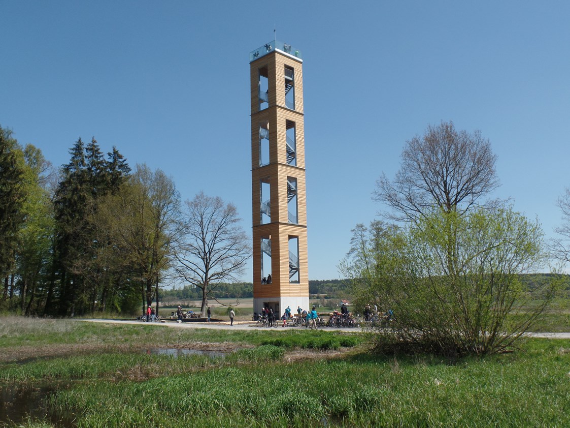 Wohnmobilstellplatz: Besucherattraktion Bannwaldturm mit 38 m Höhe - Weites Ried