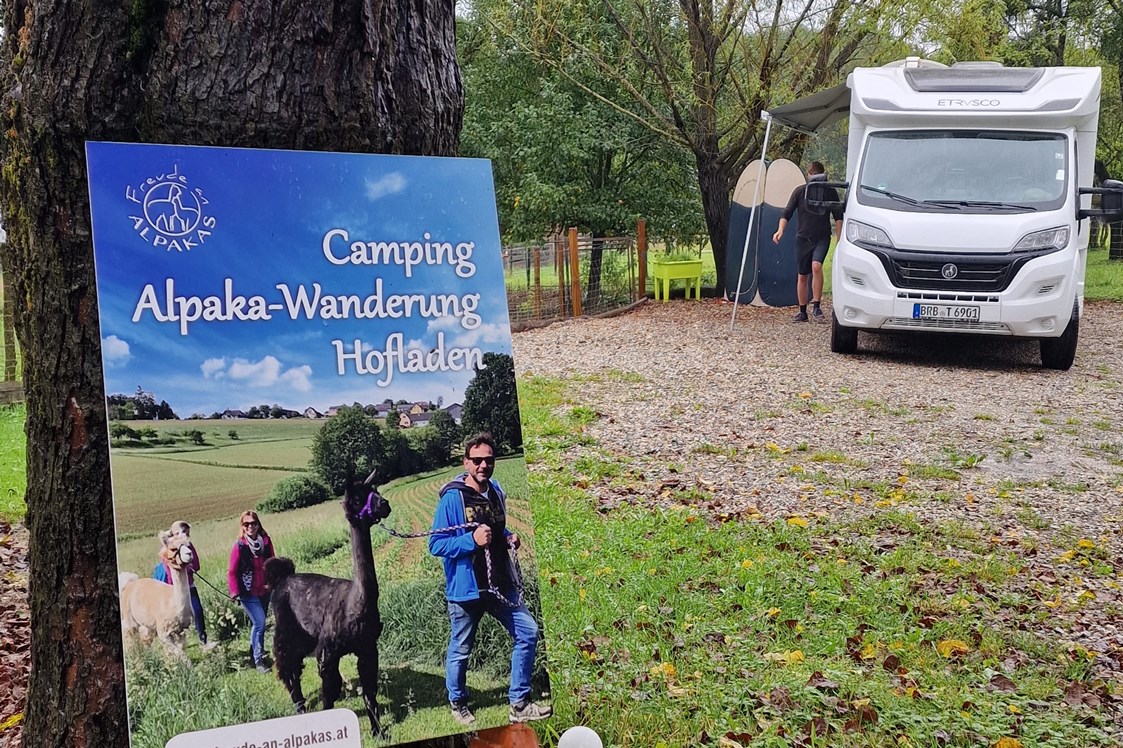 Wohnmobilstellplatz: Camping direkt an der Alpakaweide